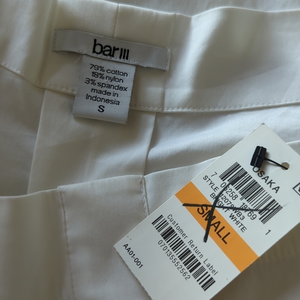 Bar III White Poplin Off-Shoulder Dressar - Picture 5 of 5